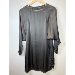 Enza Costa Dolman Sleeve Tunic Dress Women’s Size 0 Gray Satin Casual
